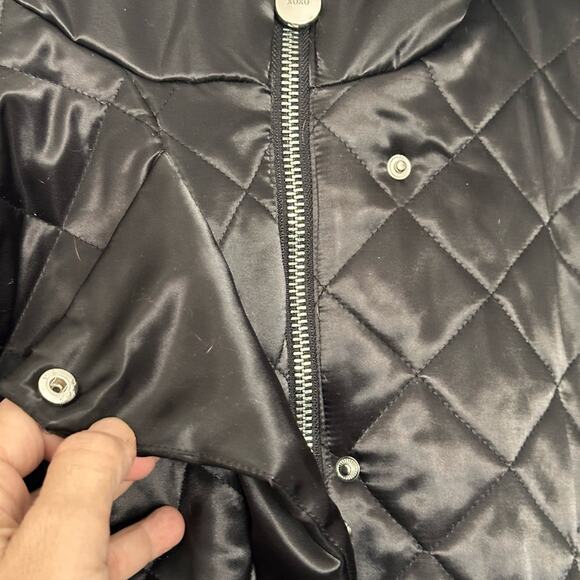 XOXO Vintage Black Quilted Coat With Fur Lined Hood - Picture 7 of 8
